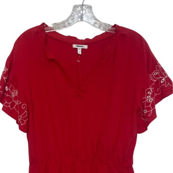 Maurices Flutter Sleeve Top Womens Small Red New WOT Embroidered Details - Picture 3 of 7